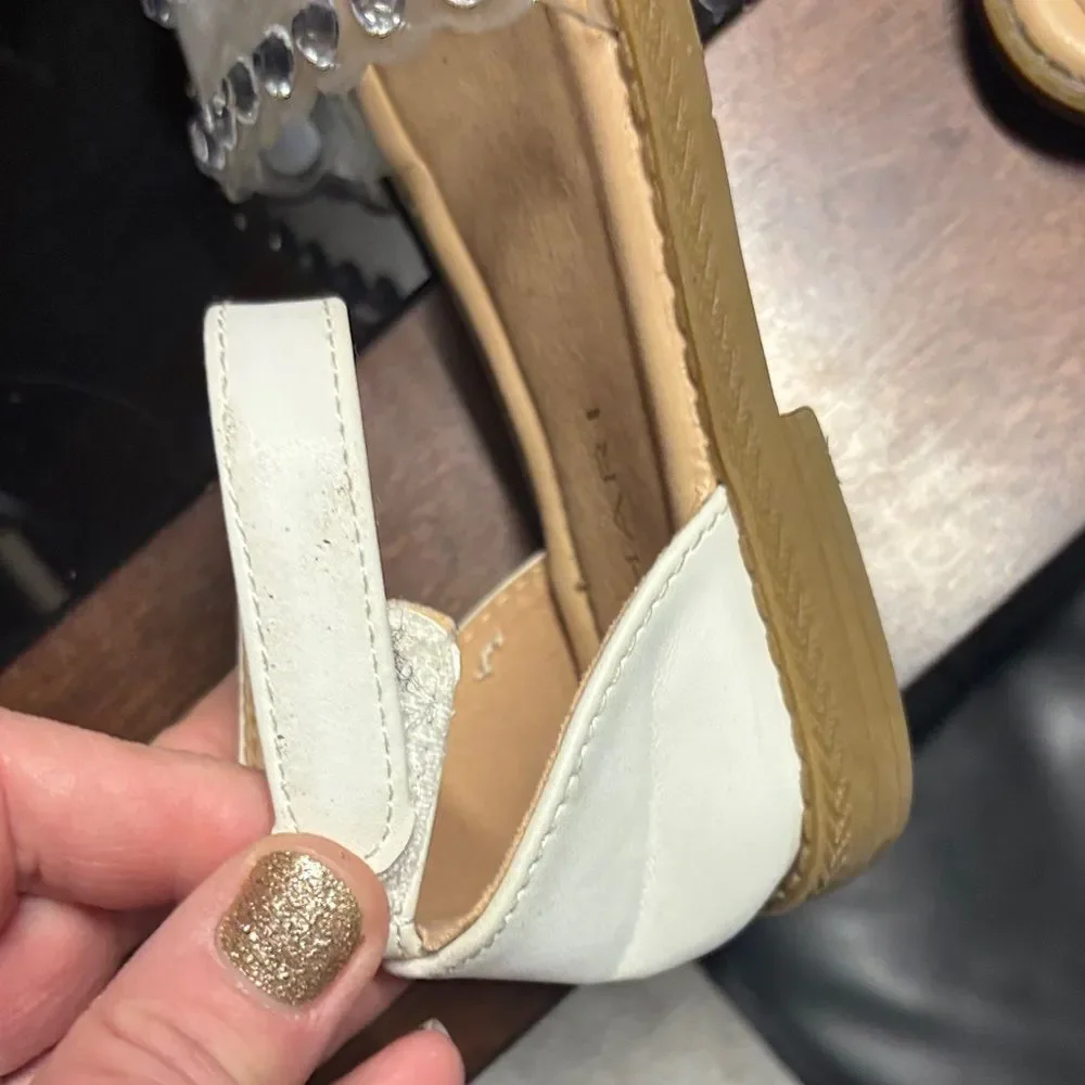 Elegant Toddler White Sandals with Crystal Accents